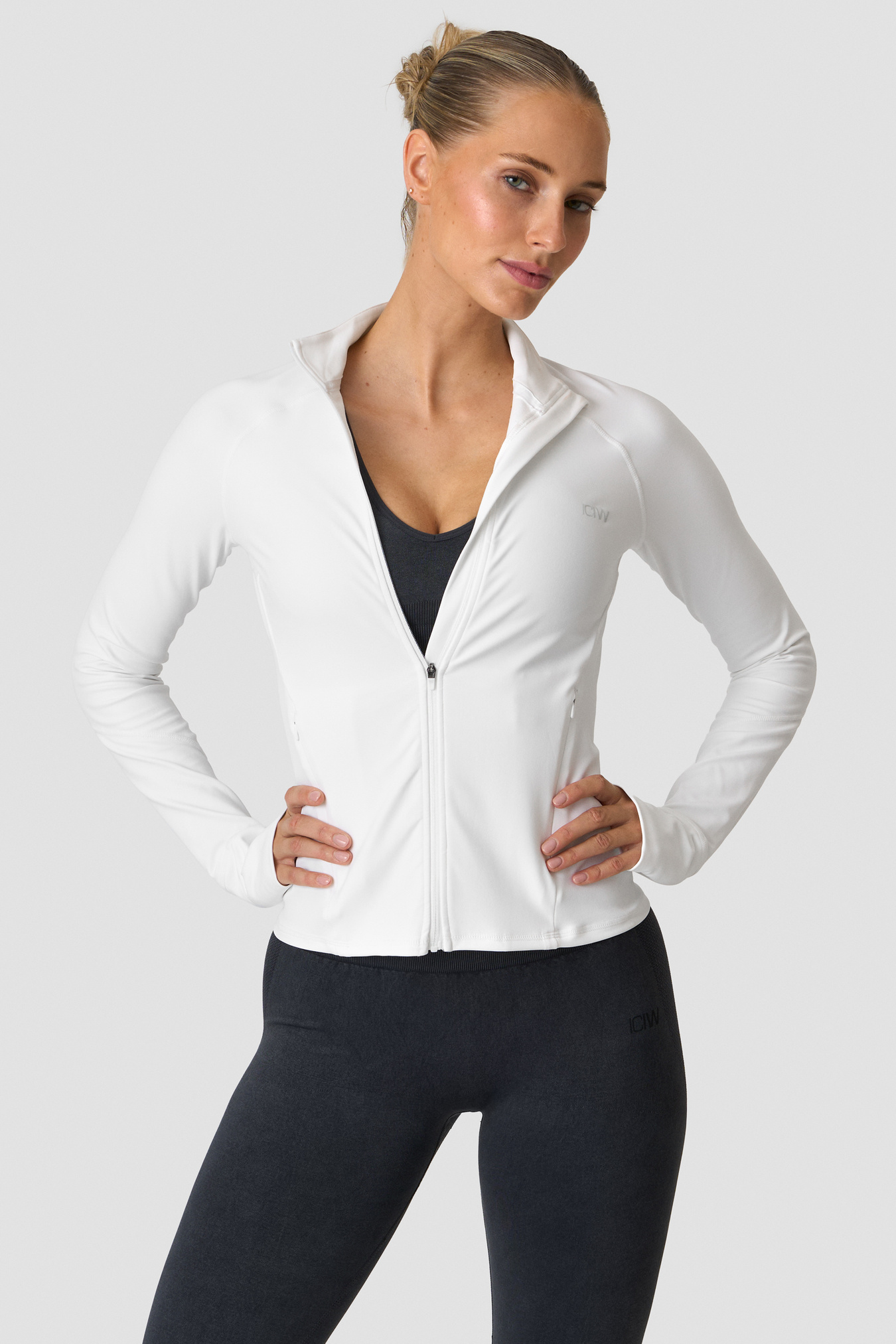 Sculpt Zip Long Sleeve White - bilde 1