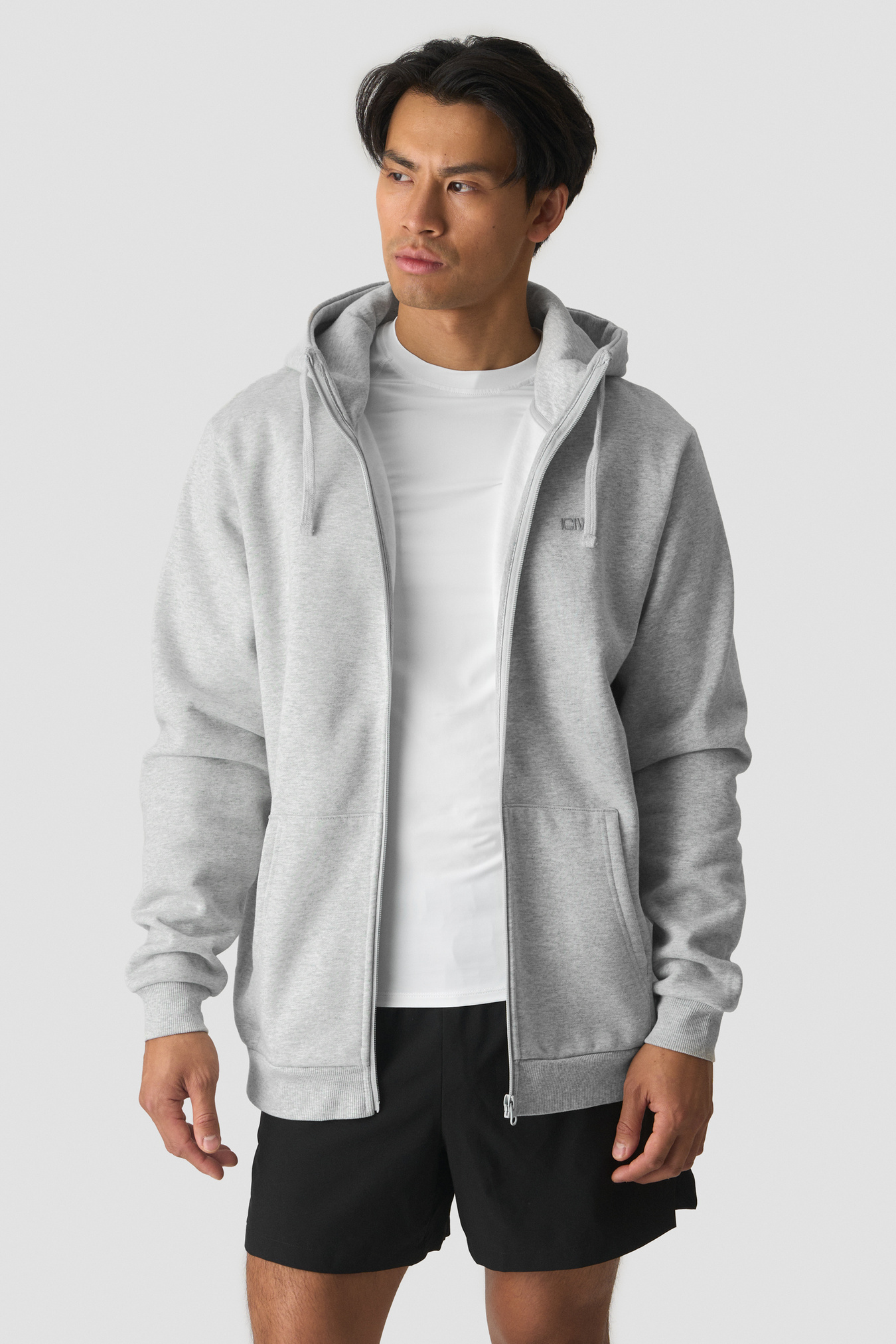 Everyday Zip Hoodie Light Grey Melange - afbeelding 1