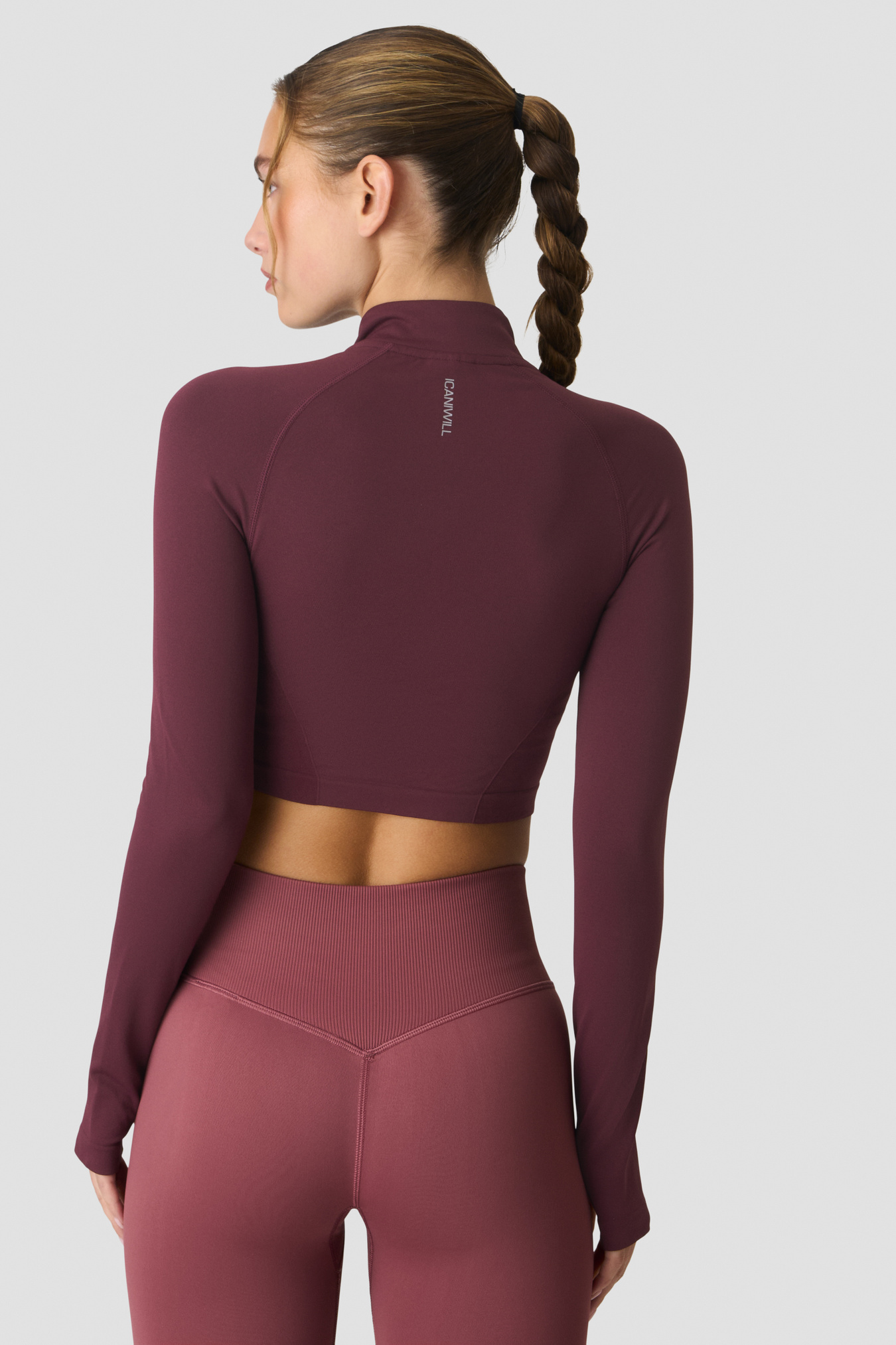 Define Seamless Cropped Zip Jacket Maroon Red - billede 6