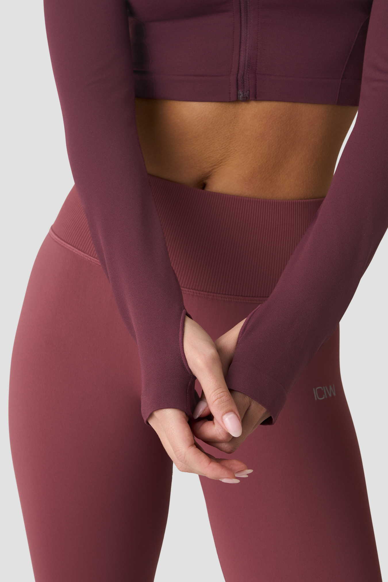 Define Seamless Cropped Zip Jacket Maroon Red - billede 2