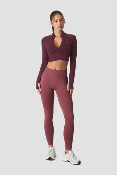 Define Seamless Cropped Zip Jacket Maroon Red - undefined