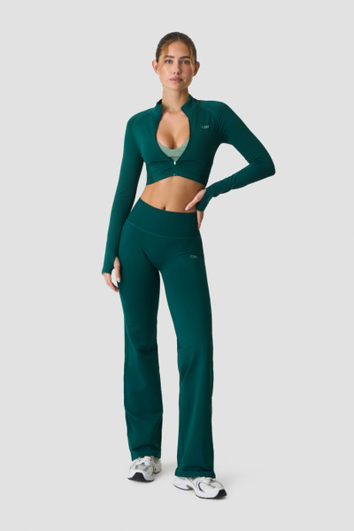 Define Seamless Cropped Zip Jacket Petrol Green - undefined