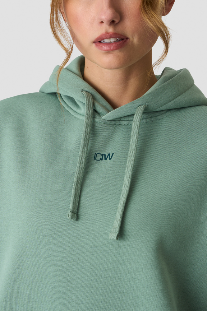 Everyday Relaxed Hoodie Print Light Moss Green