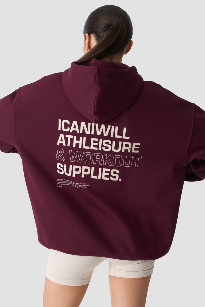 Everyday Relaxed Hoodie Print Dark Mahogany