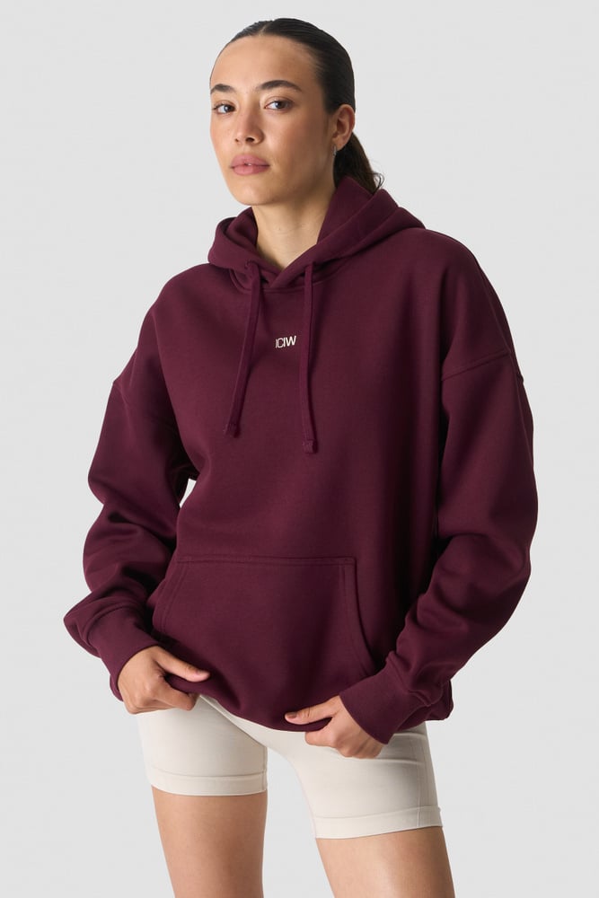 Everyday Relaxed Hoodie Print Dark Mahogany