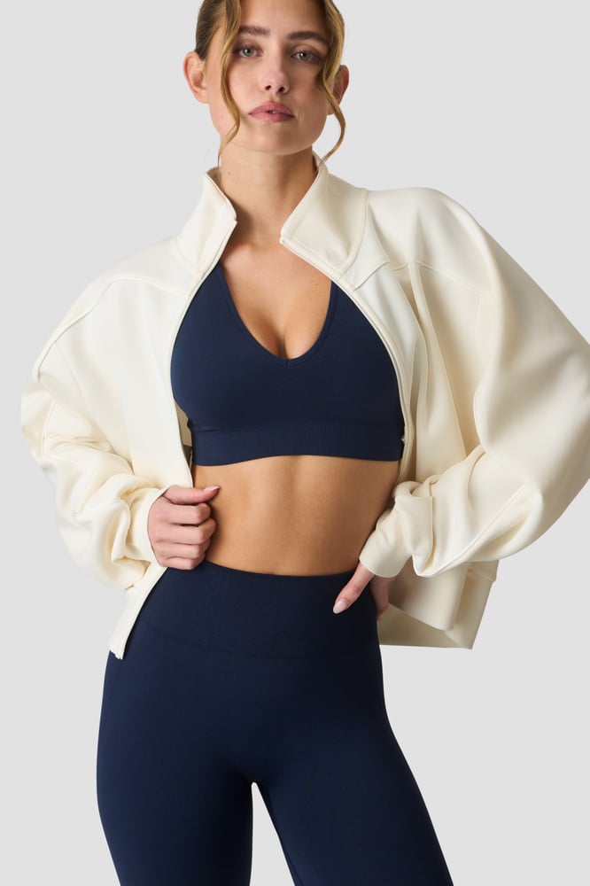 Contrast Zip Jacket Ivory