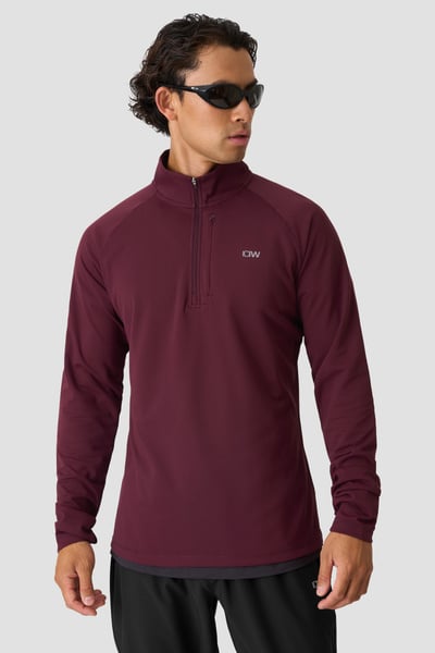 Mirage 1/4 Zip Midlayer Long Sleeve Dark Mahogany - Röd