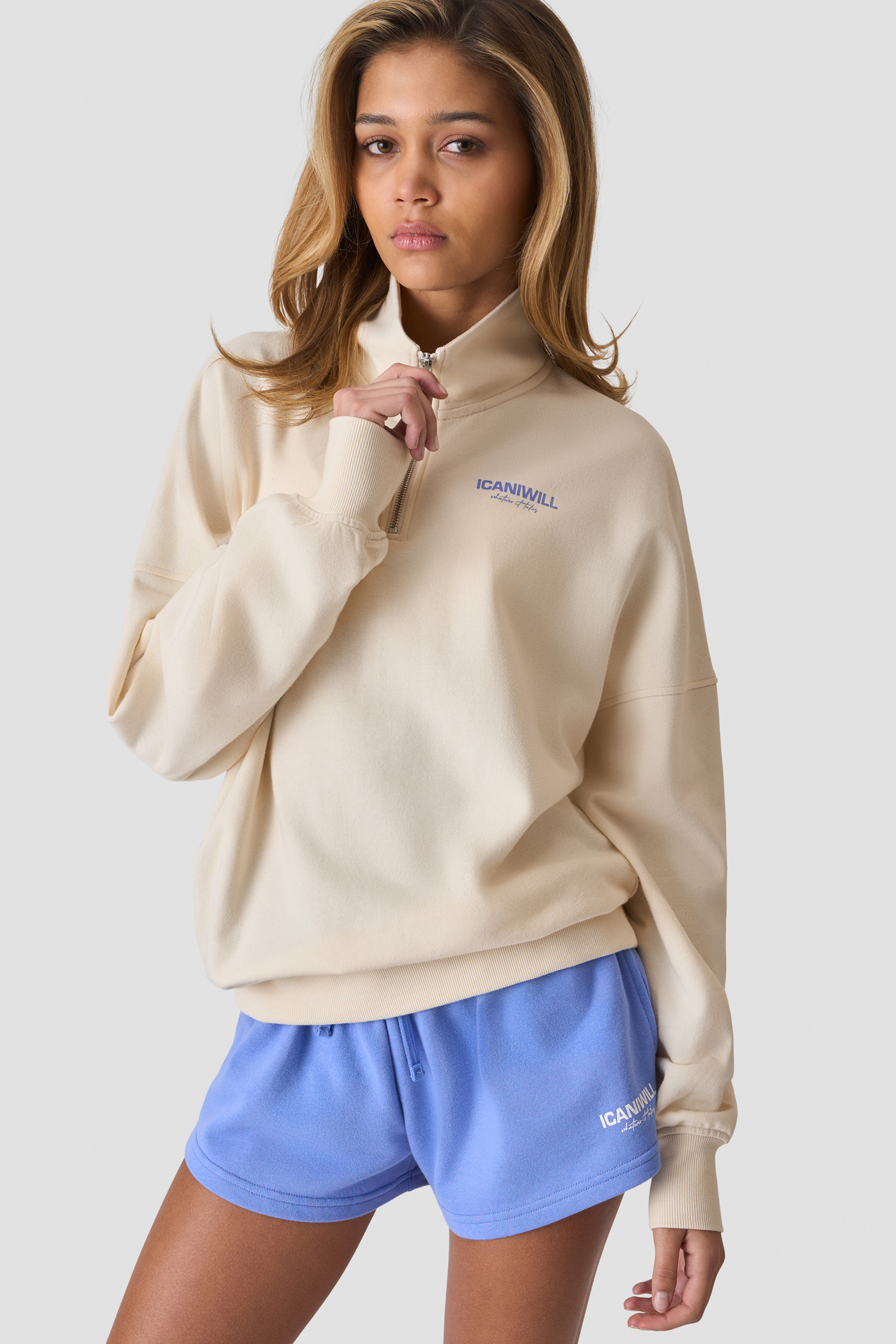 Everyday Terry 1/4 Zip Sweatshirt Cream - kuva 2