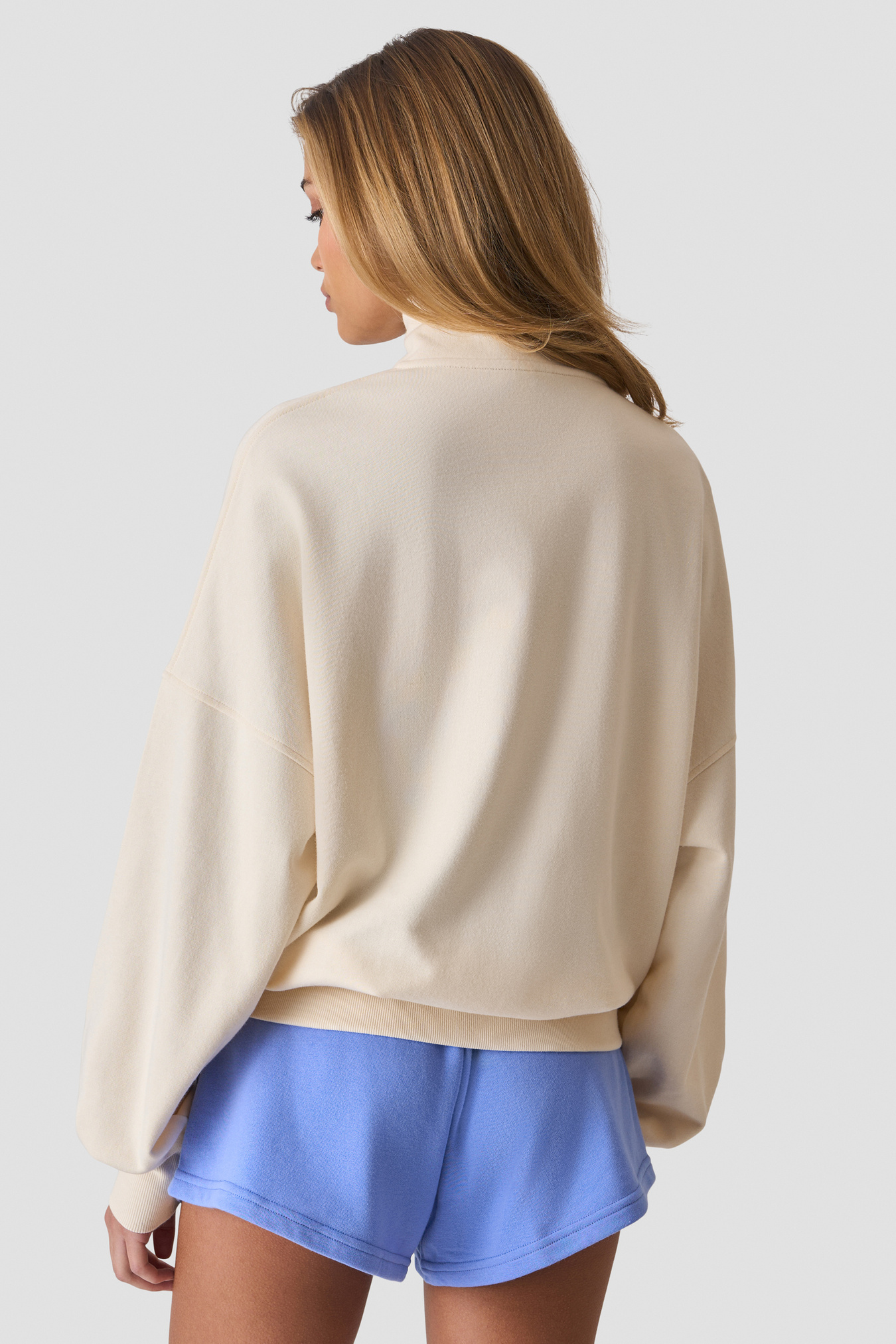 Everyday Terry 1/4 Zip Sweatshirt Cream - kuva 3
