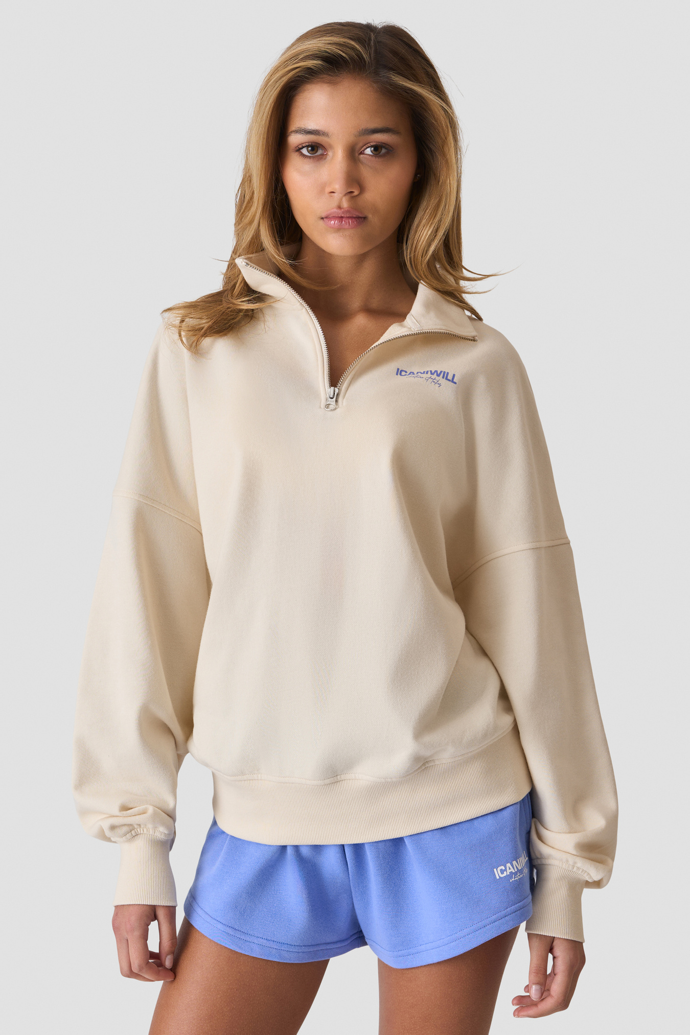 Everyday Terry 1/4 Zip Sweatshirt Cream - kuva 1