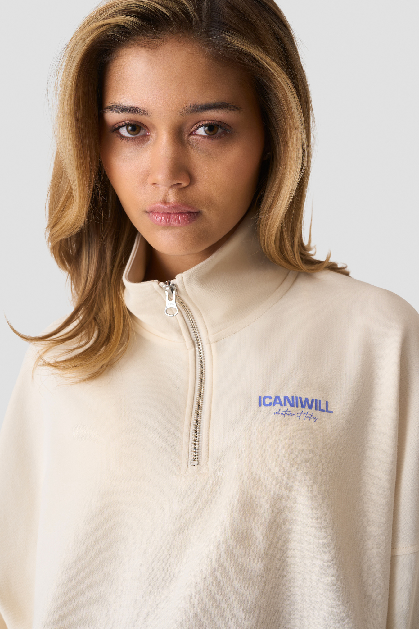 Everyday Terry 1/4 Zip Sweatshirt Cream - kuva 4