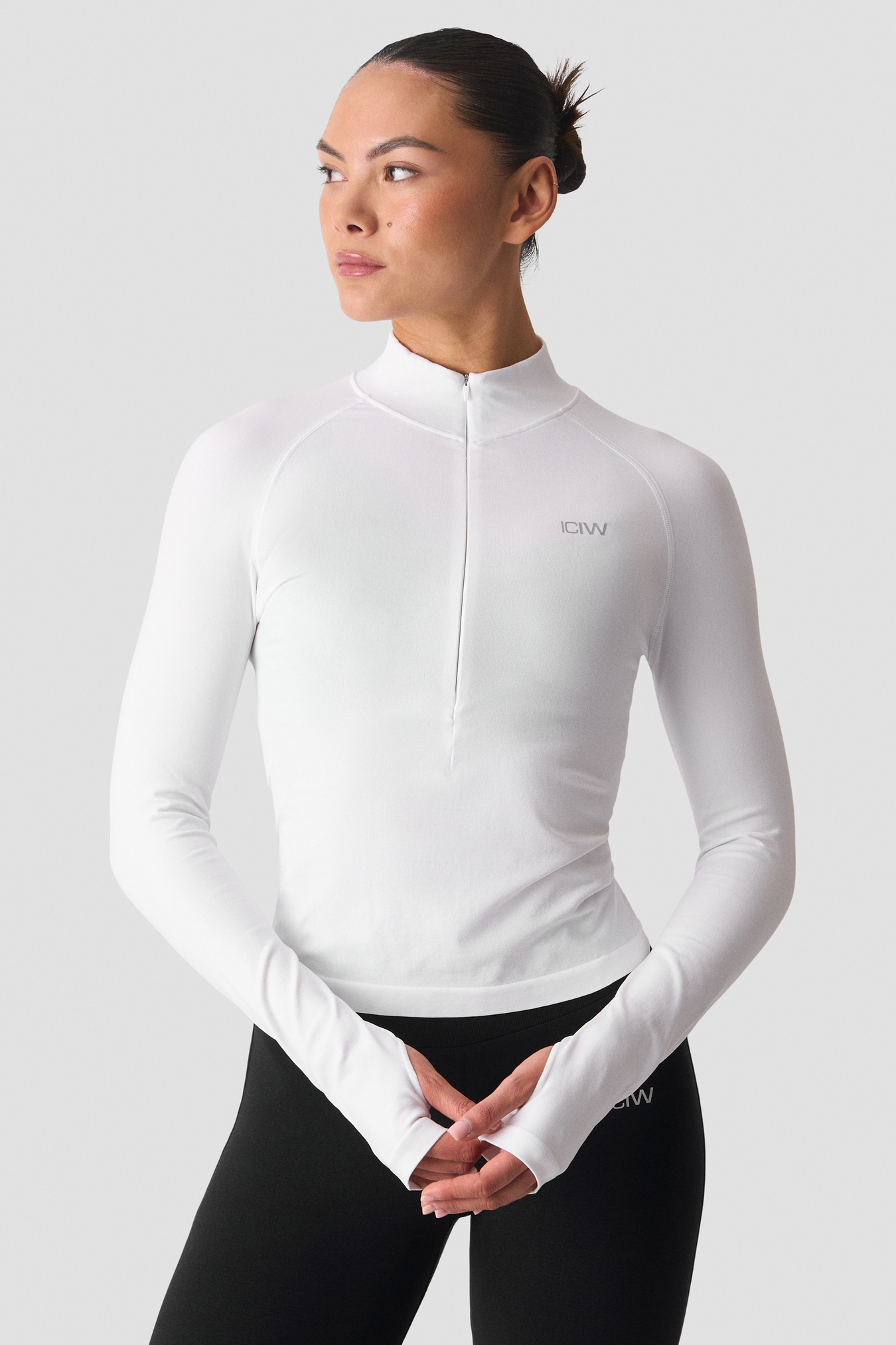 Smooth Seamless 1/2 Zip Long Sleeve White Snow - kuva 1