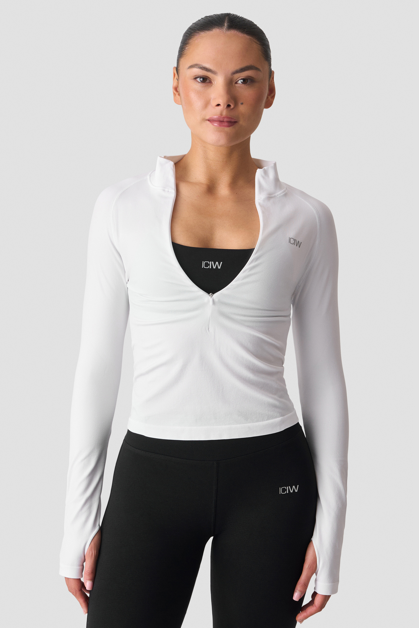 Smooth Seamless 1/2 Zip Long Sleeve White Snow - kuva 2