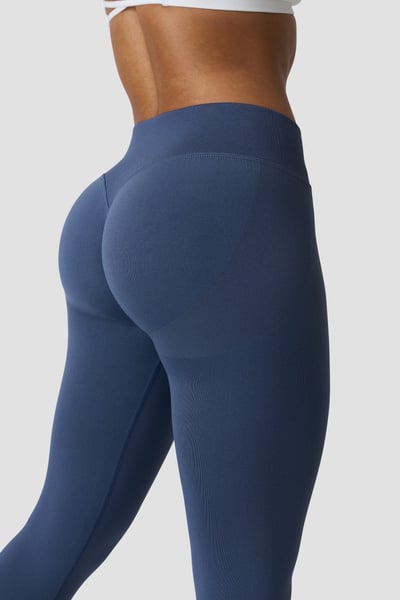 Smooth Seamless Mid-Rise V-shape Tights Dusty Twilight Blue - Blå