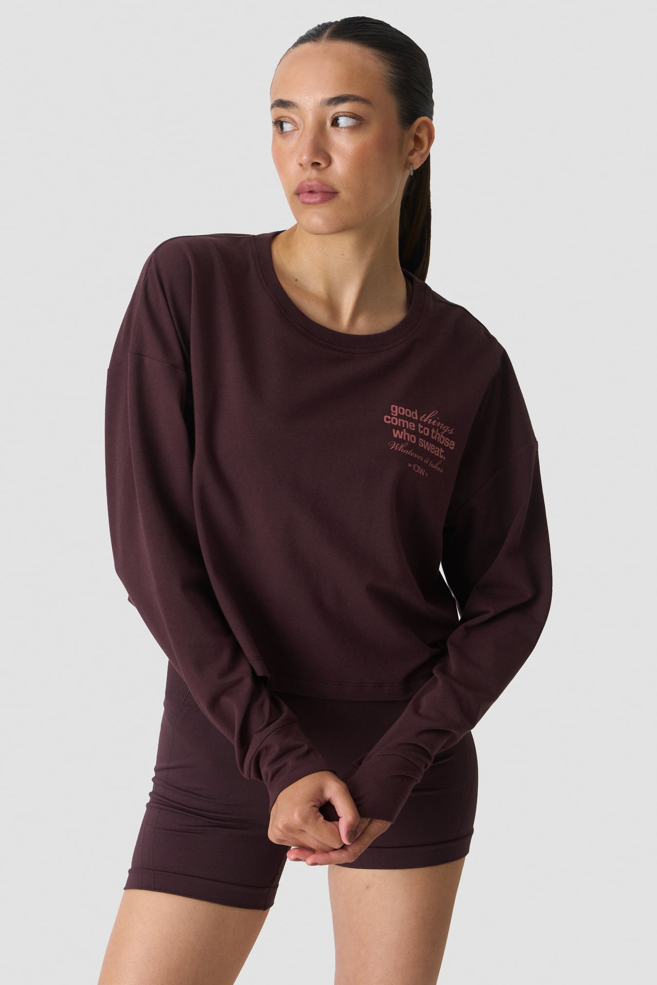 Shape Cropped Long Sleeve Print Espresso - billede 3