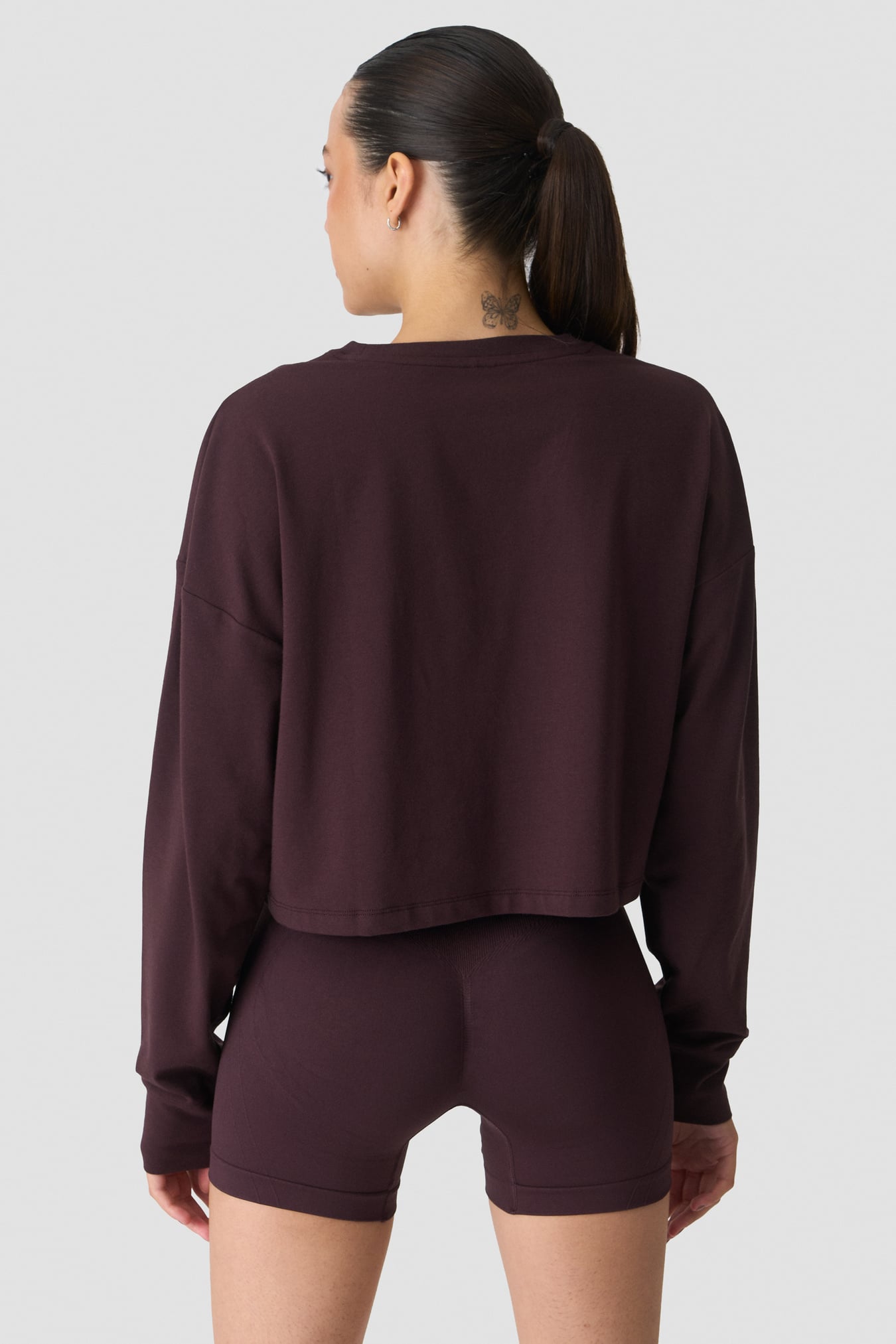 Shape Cropped Long Sleeve Print Espresso - billede 4