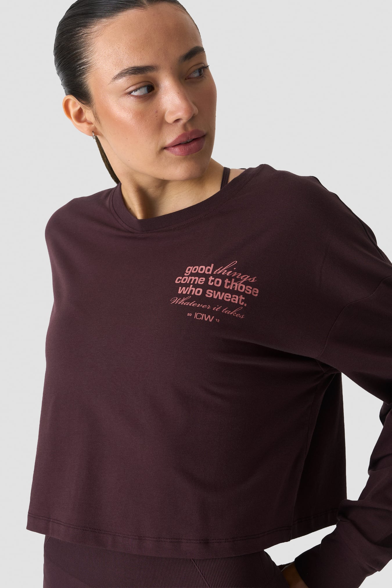 Shape Cropped Long Sleeve Print Espresso - billede 5