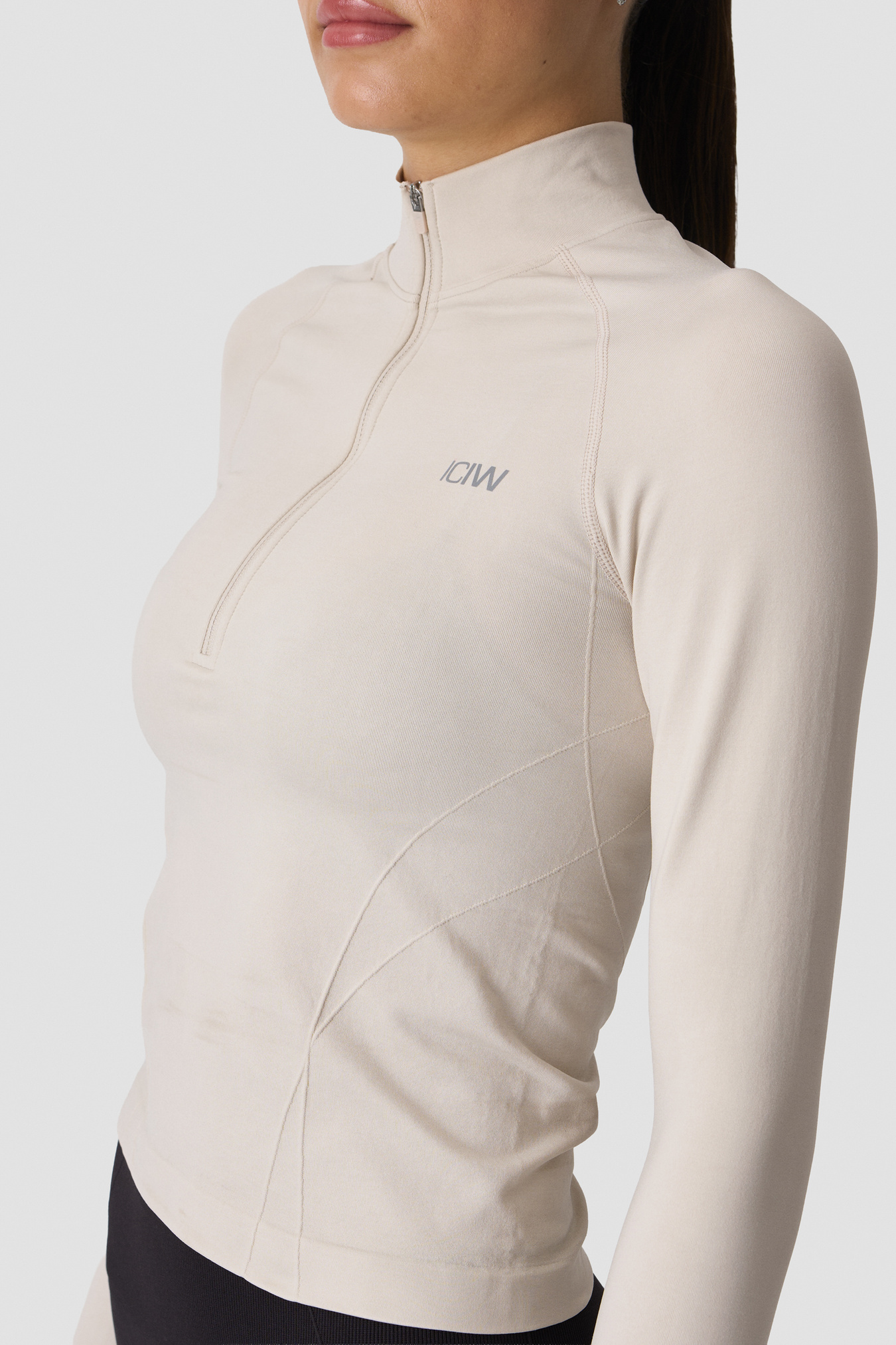 Shape 1/2 Zip Long Sleeve Light Beige - image 6