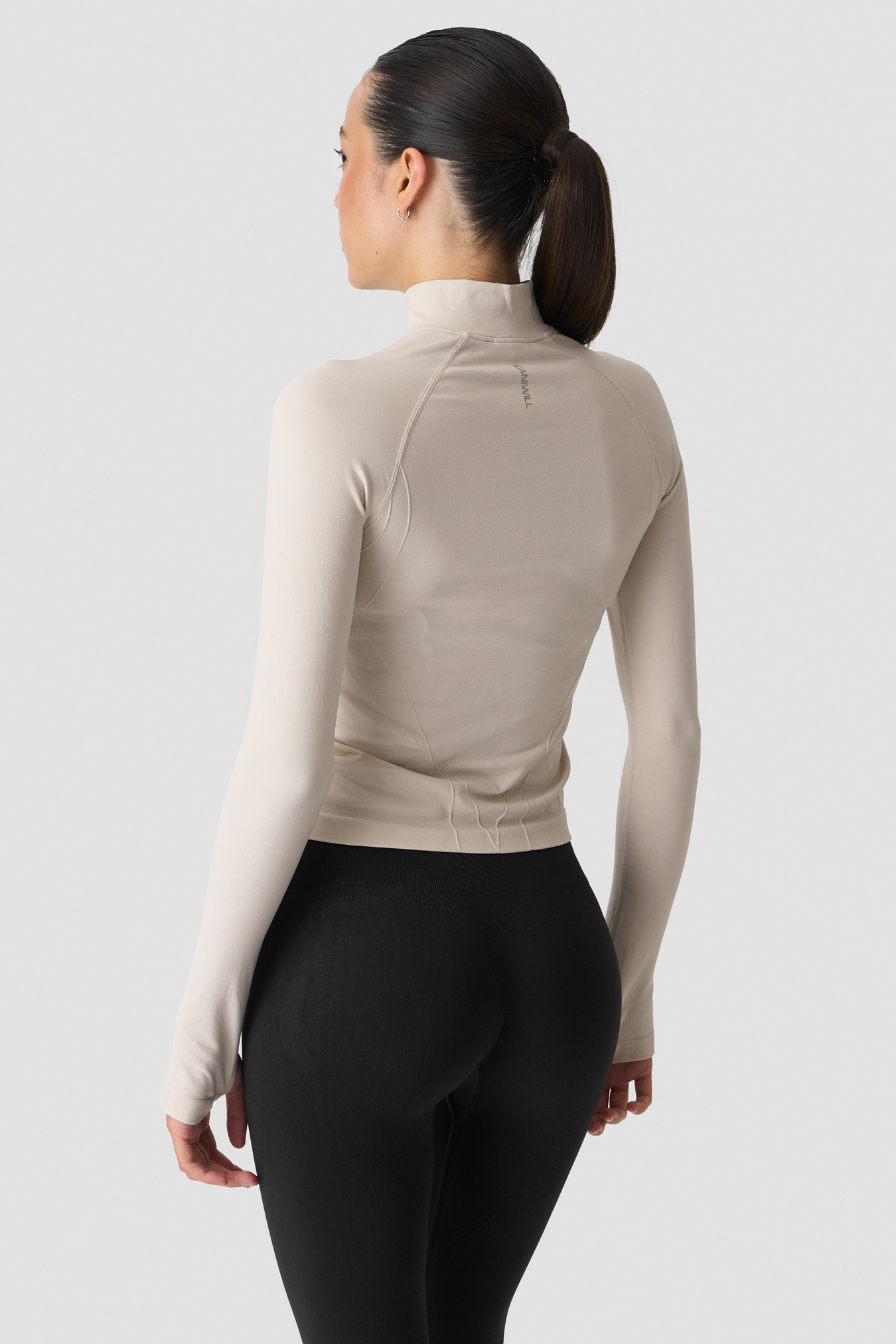 Shape 1/2 Zip Long Sleeve Light Beige - image 4