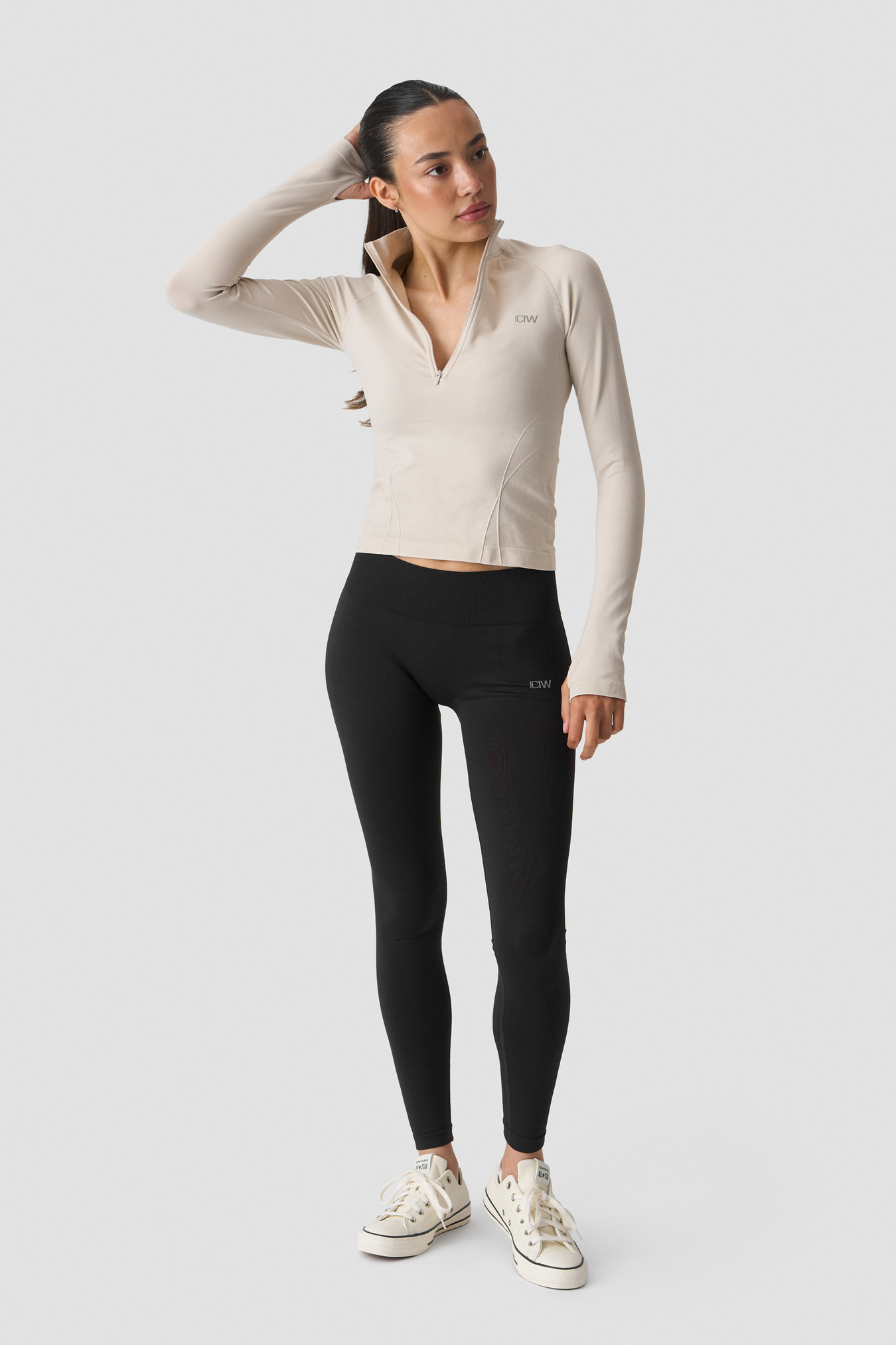 Shape 1/2 Zip Long Sleeve Light Beige - image 2
