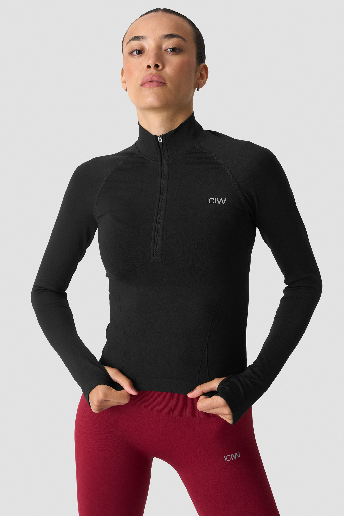 Shape 1/2 Zip Long Sleeve Black - image 3