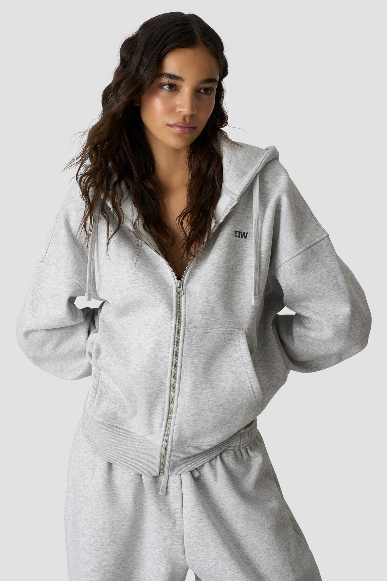 Everyday Relaxed Hoodie Zip Light Grey Melange - kuva 2
