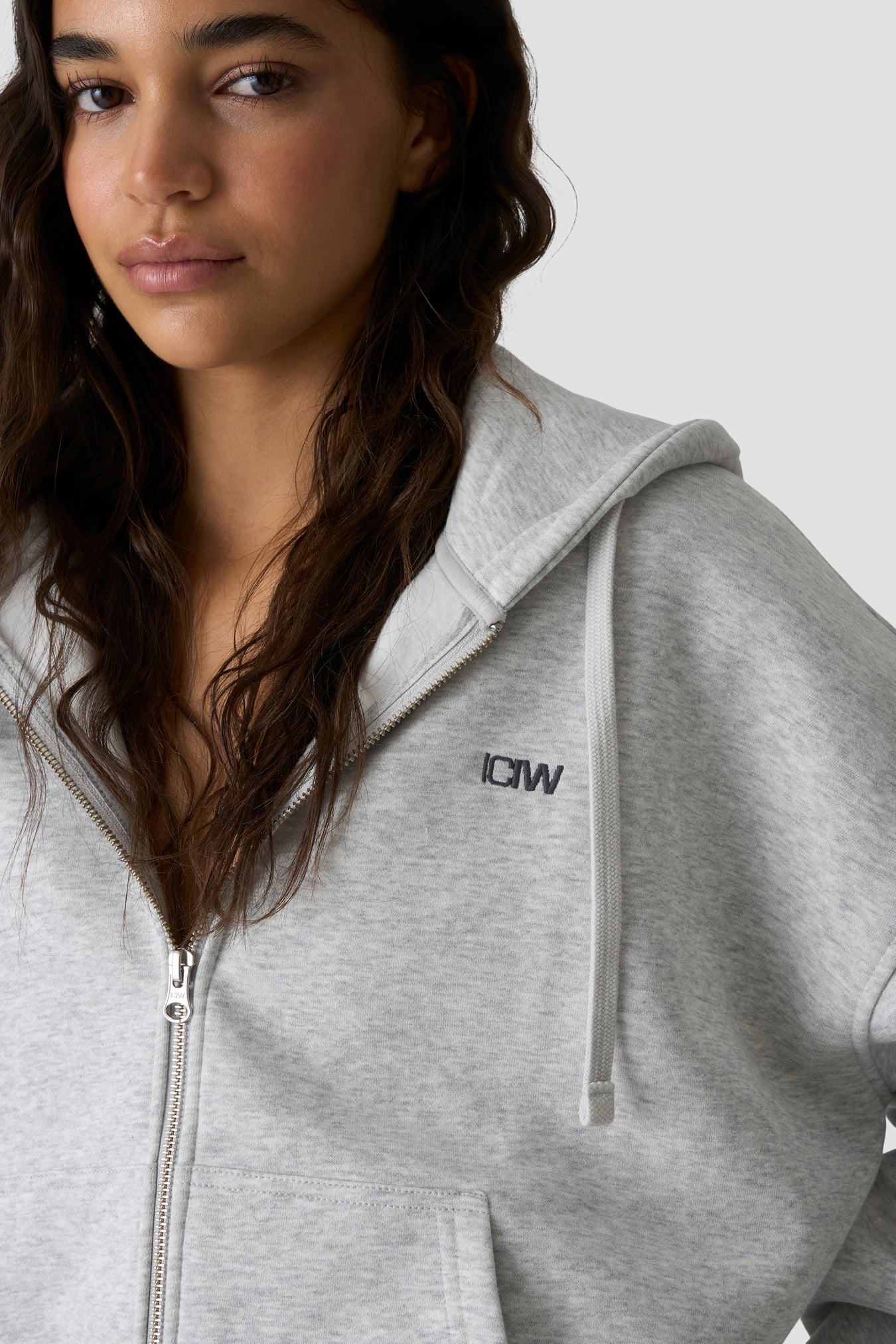 Everyday Relaxed Hoodie Zip Light Grey Melange - kuva 5