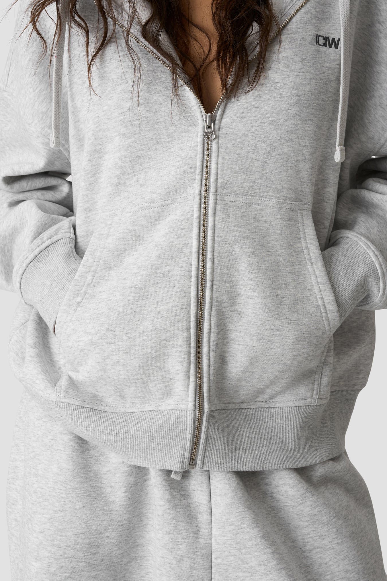 Everyday Relaxed Hoodie Zip Light Grey Melange - kuva 6