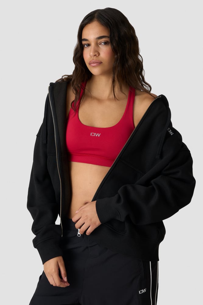 Everyday Relaxed Hoodie Zip Black