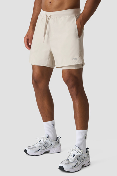 Workout 2-in-1 Shorts 5" Light Beige - Beige