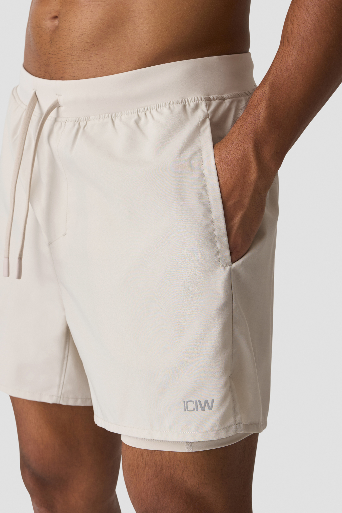 Workout 2-in-1 Shorts 5" Light Beige - image 4