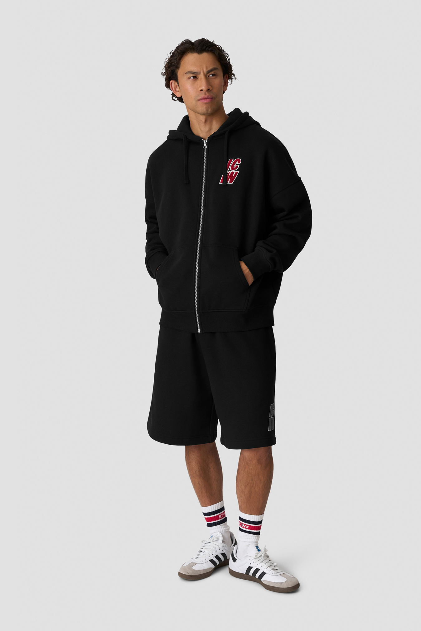 Everyday Relaxed Zip Hoodie Terry Print Black - image 4