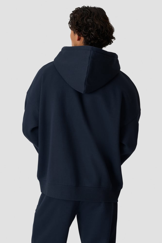 Everyday Relaxed Zip Hoodie Terry Print Midnight Blue