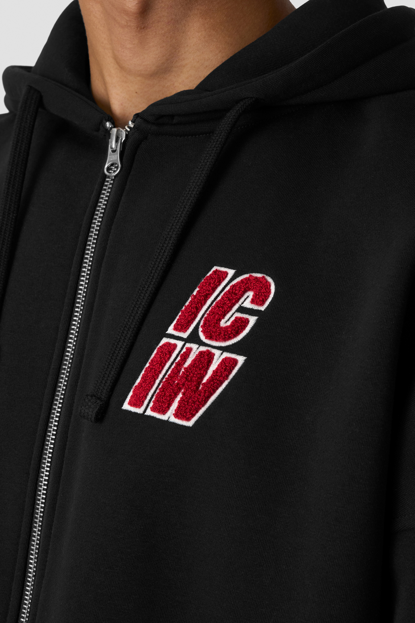 Everyday Relaxed Zip Hoodie Terry Print Black - image 3