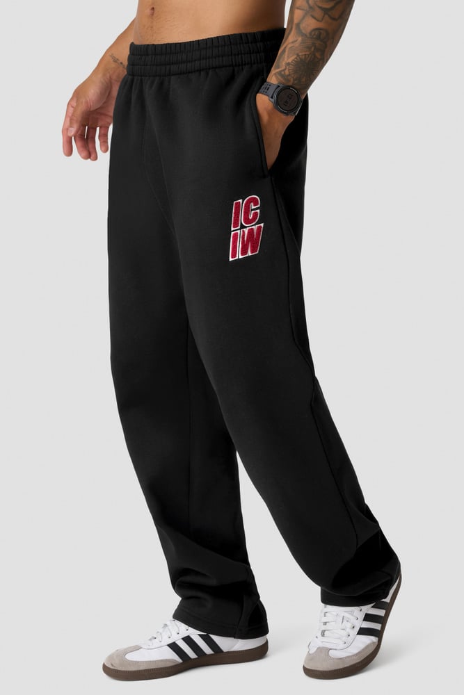 Everyday Straight Pants Terry Print Black