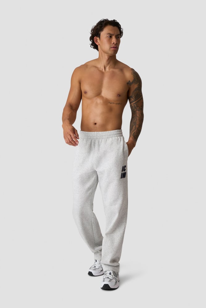 Everyday Straight Pants Terry Print Light Grey Melange