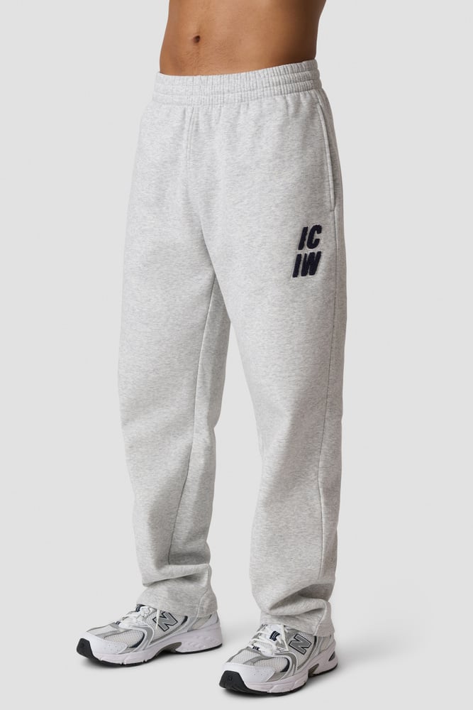 Everyday Straight Pants Terry Print Light Grey Melange