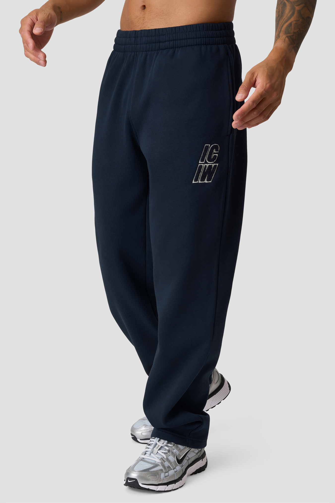 Everyday Straight Pants Terry Print Midnight Blue - afbeelding 1