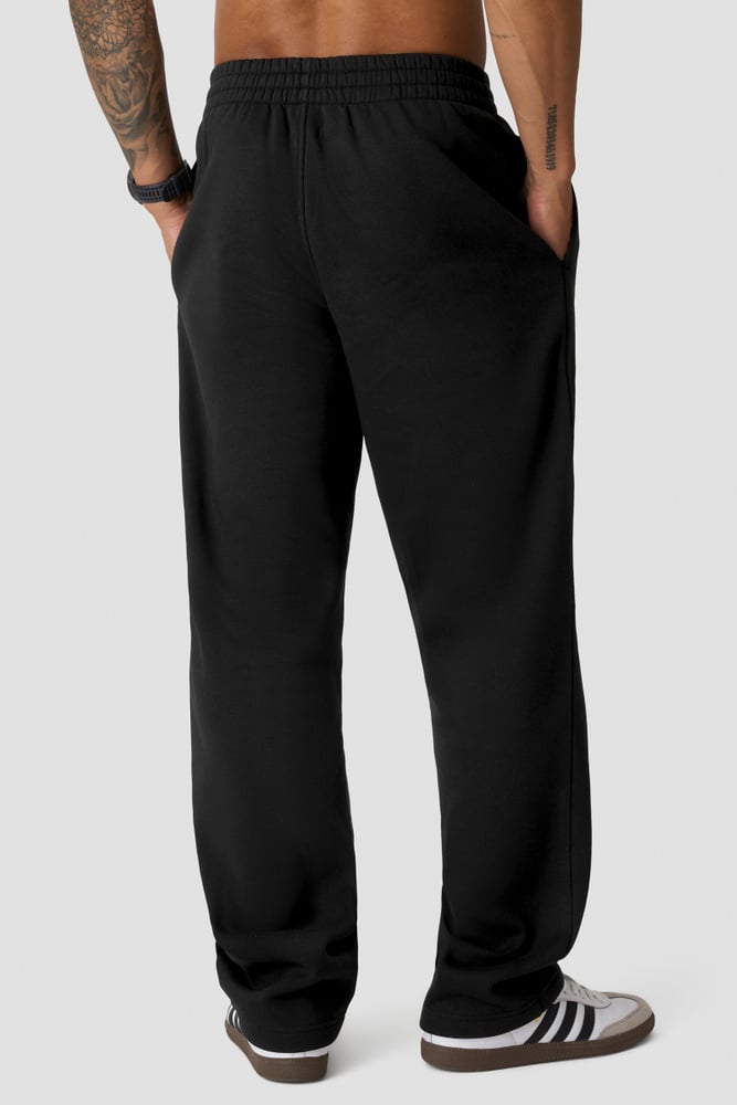 Everyday Straight Pants Terry Print Black