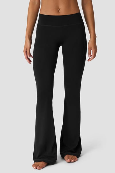 Luxe Mid Rise Flare Tights Black - Black