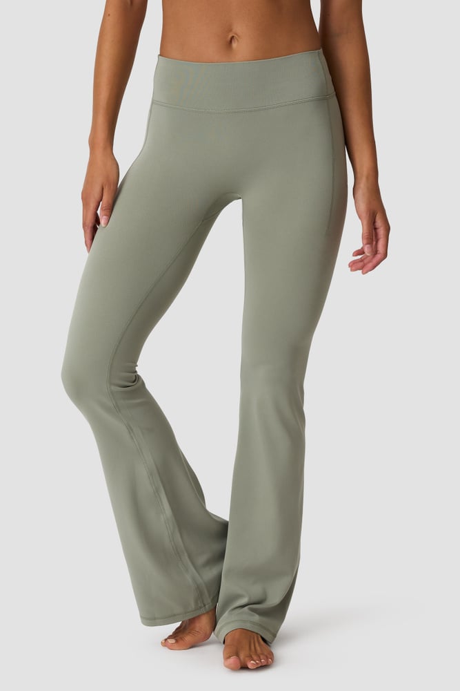 Luxe Mid Rise Flare Tights Dusty Sage Green