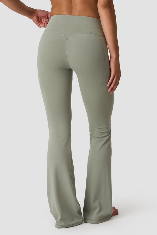 Luxe Mid Rise Flare Tights Dusty Sage Green