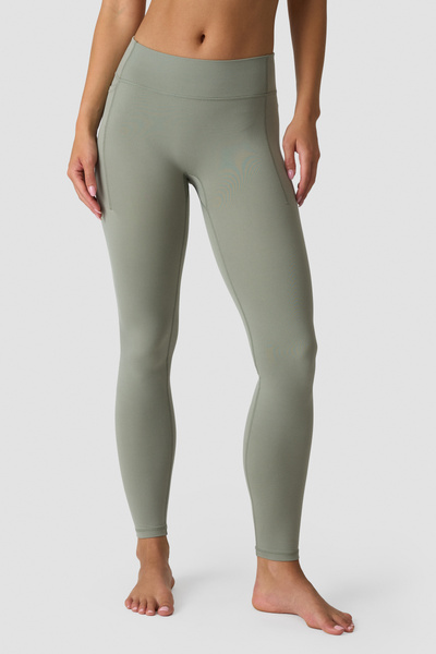 Luxe Mid Rise Tights Dusty Sage Green - Green