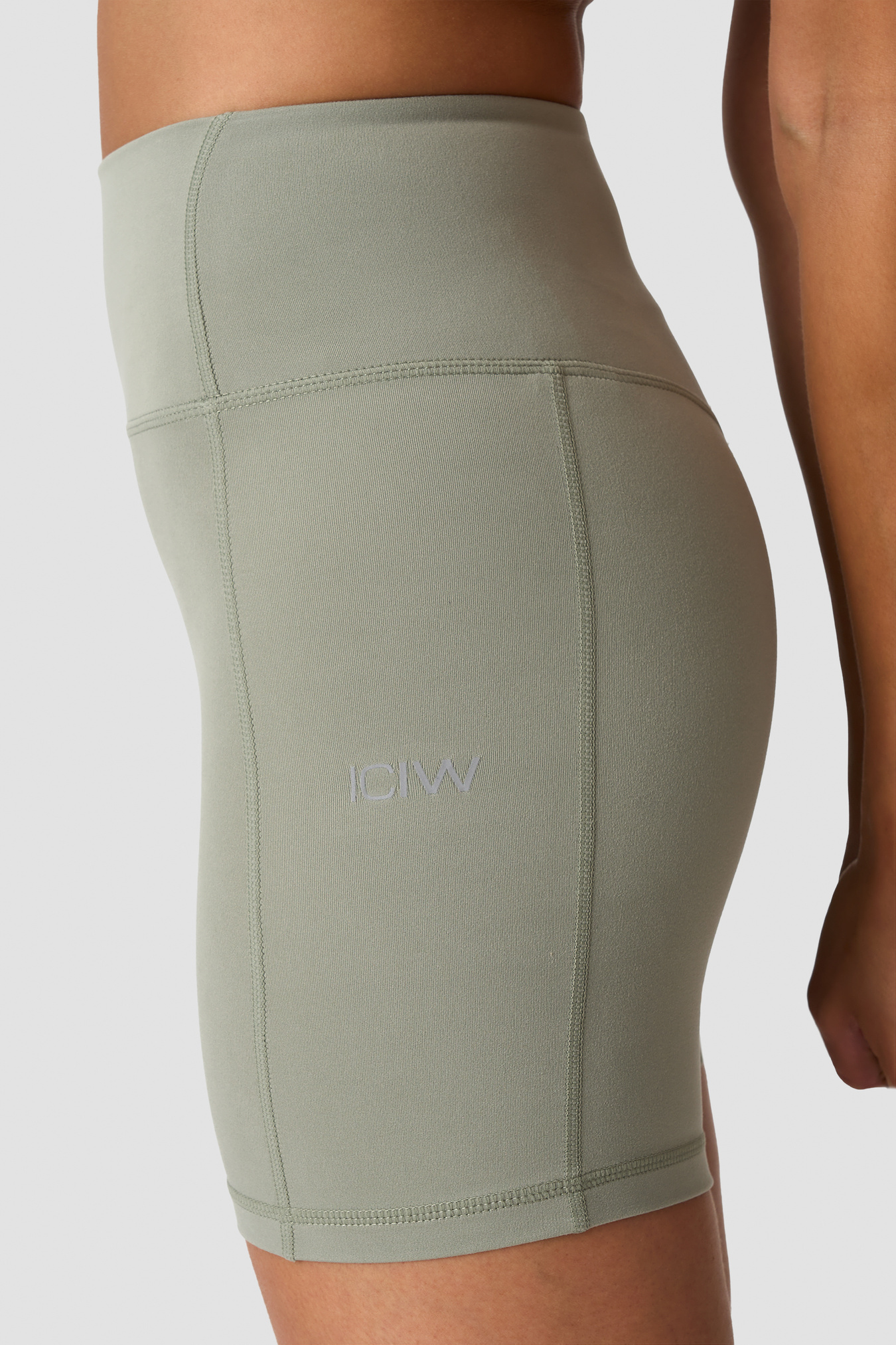Luxe High Waist Midi Shorts Dusty Sage Green - image 5