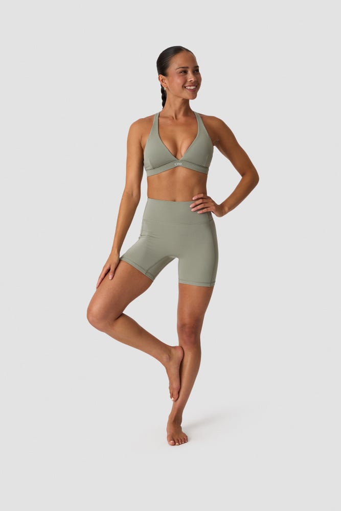 Luxe High Waist Midi Shorts Dusty Sage Green