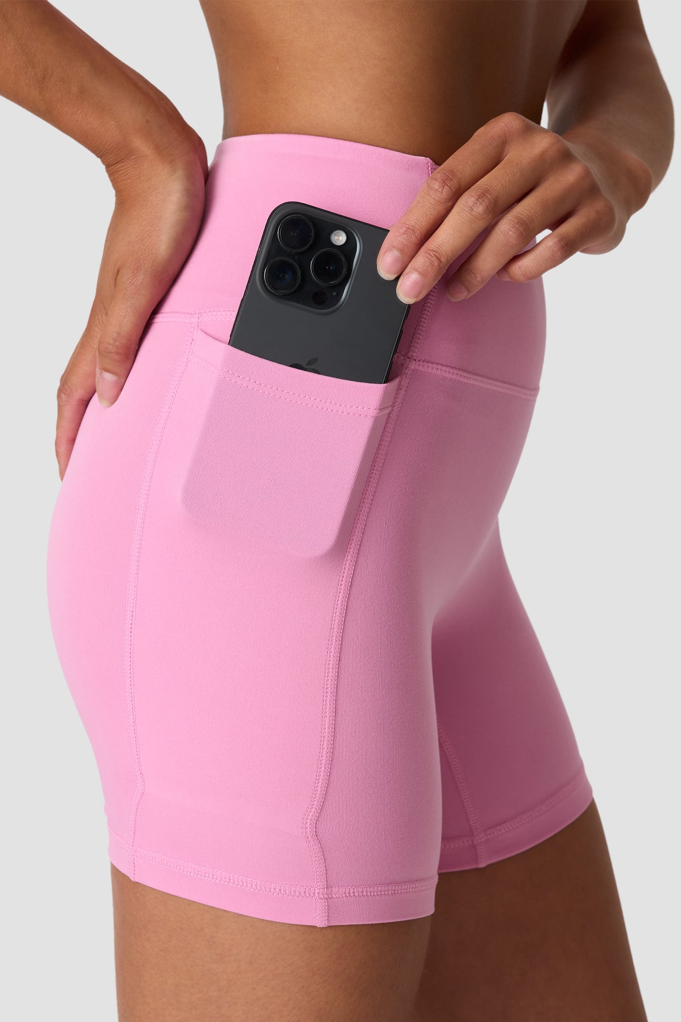 Luxe High Waist Midi Shorts Soft Rose Pink - image 4