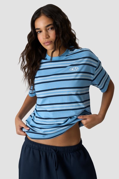 Everyday Oversized Tee Stripe Dove Blue - Blue