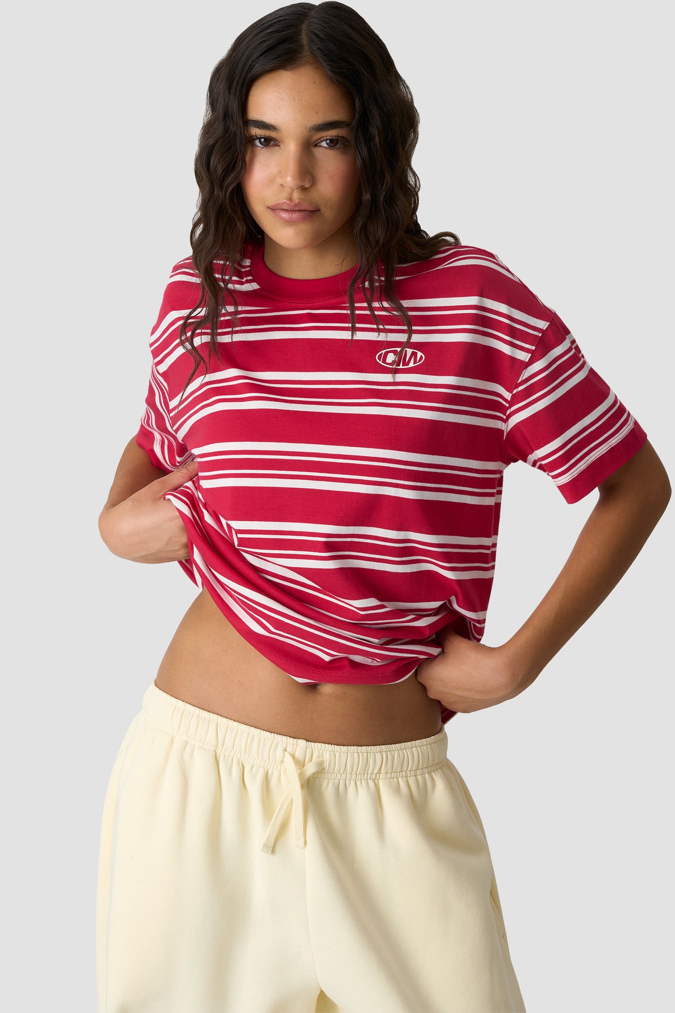 Everyday Oversized Tee Stripe Bright Red - image 4