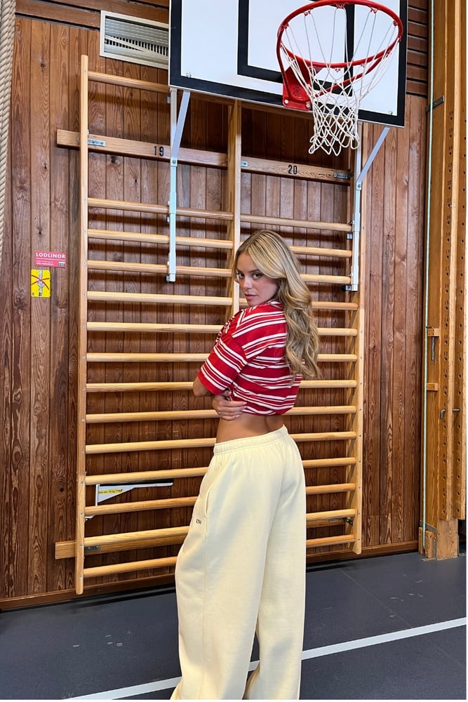 Everyday Oversized Tee Stripe Bright Red