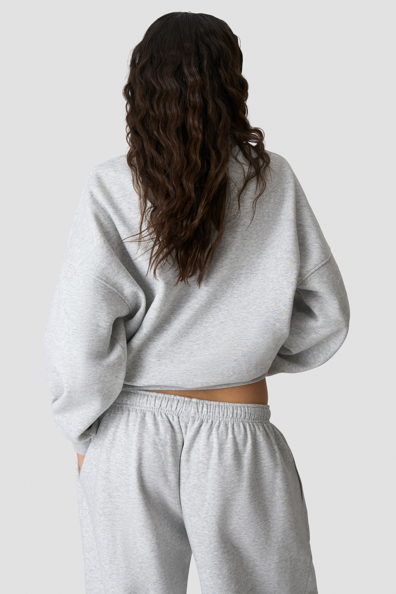 Everyday 1/4 Zip Sweatshirt Terry Print Light Grey Melange - image 2